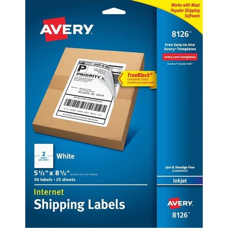 AVERY Label, Inkjt, Ship, 5.5X8.5, 50 5PK AVE8126